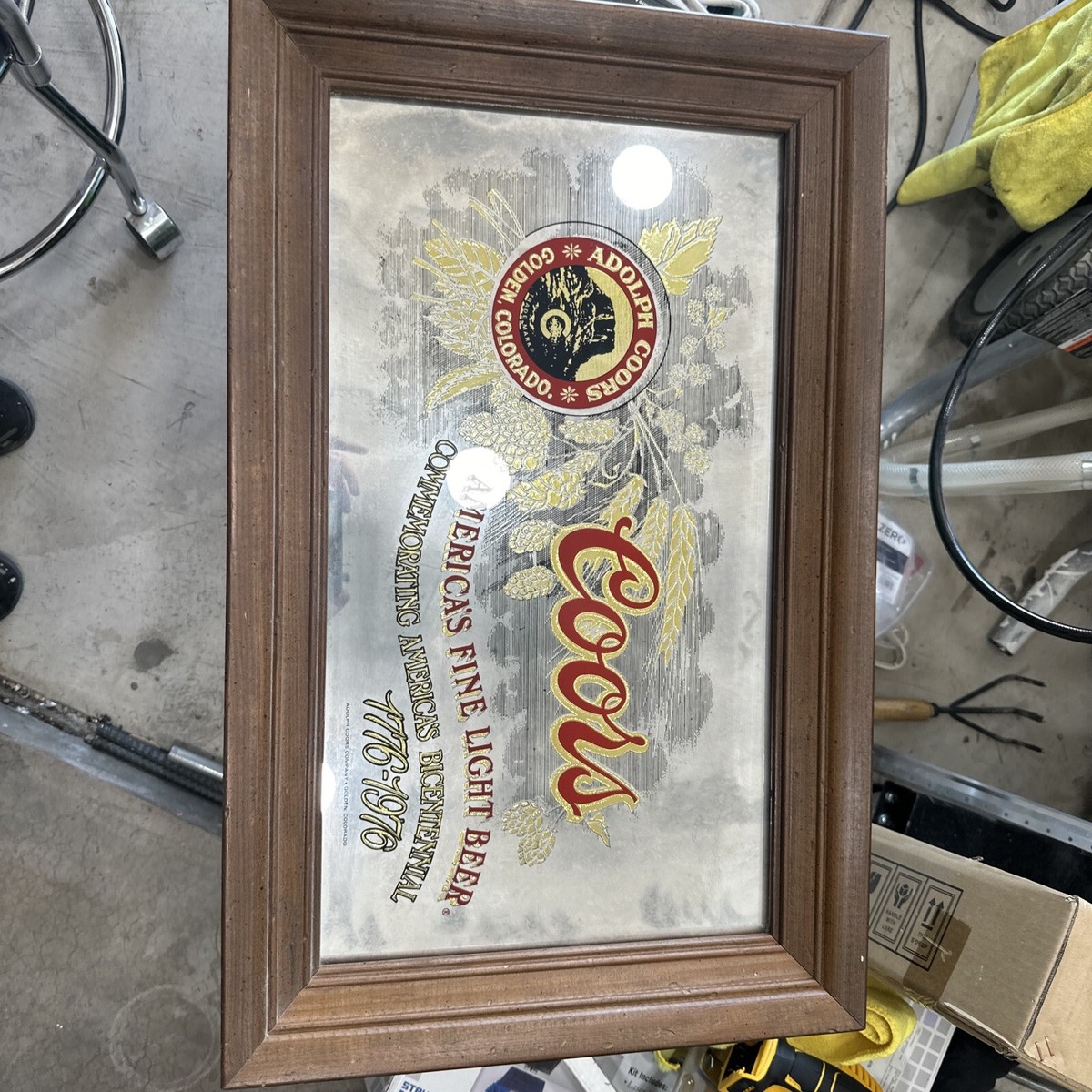 Vintage 1976 Coor's Beer Advertising Bar Mirror Wall Art Ad