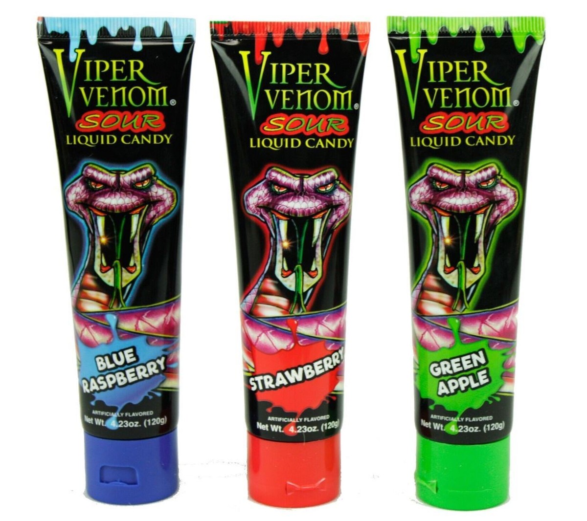 NEW 3 Pack Assorted Viper Venom Sour Squeeze Liquid Candy 3