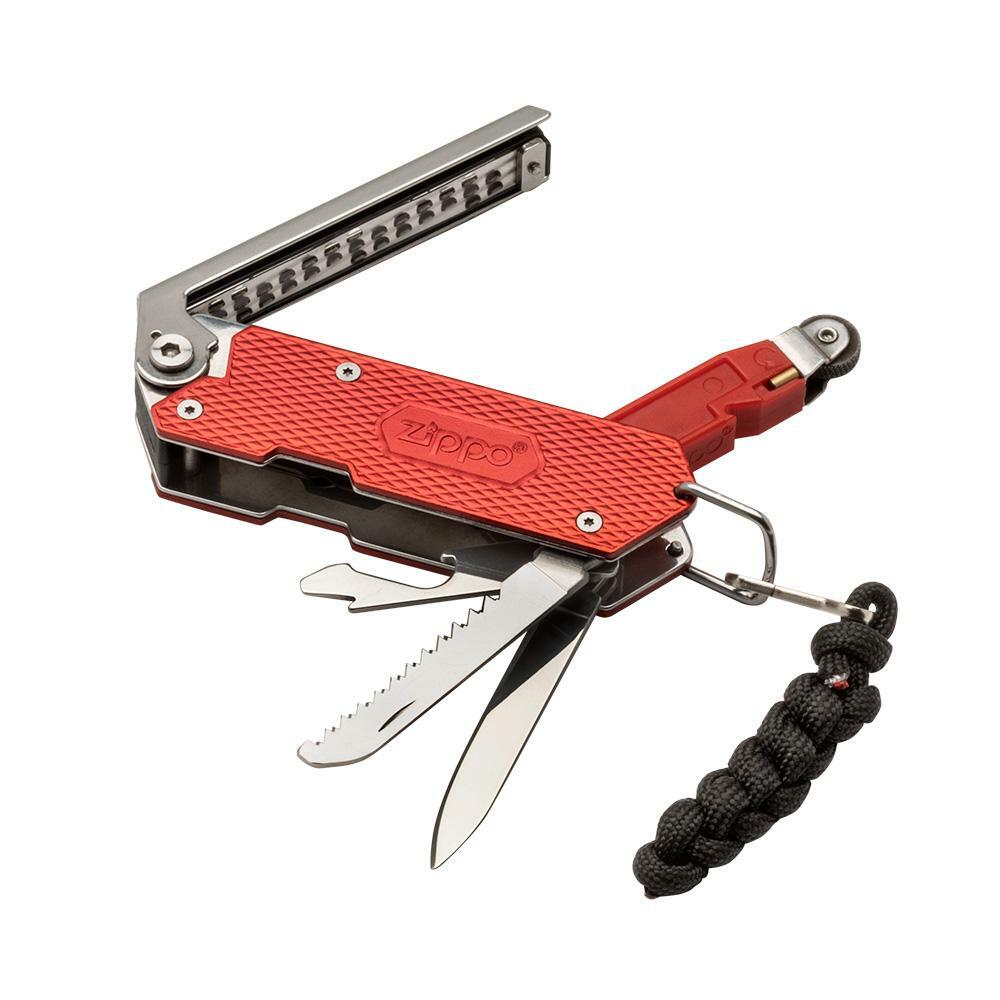 Zippo Red SureFire Multi-Tool, Flint, Knife & Paracord, 40549, New