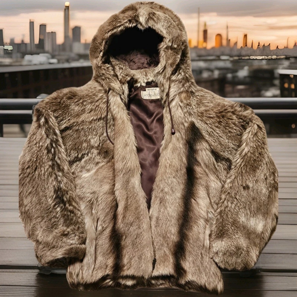 Vintage Andrew Marc Himilayan Nanny Goat Fur Jacket Hoodie. Sz M