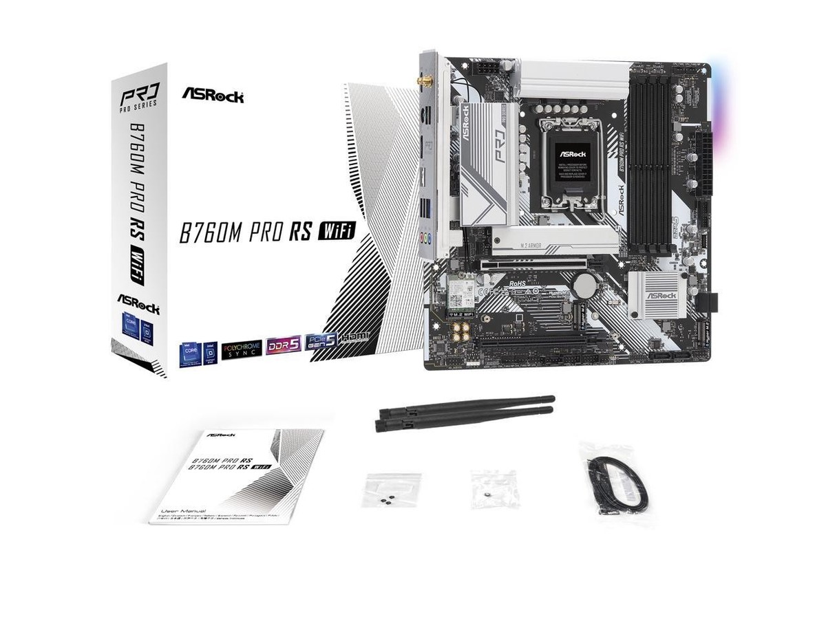 ASRock B760M PRO RS WiFi LGA 1700 Intel B760 Micro ATX Motherboard