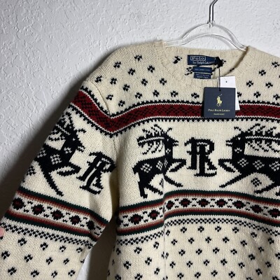 NWT Vtg 90s Polo Ralph Lauren Sweater Hand Knit 100% Lambs Wool