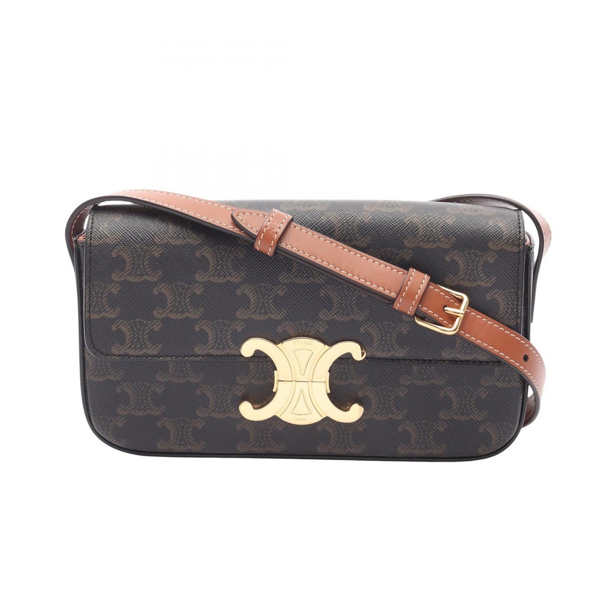 CELINE Claude Triomphe Shoulder Bag 194142 canvas leather Brown