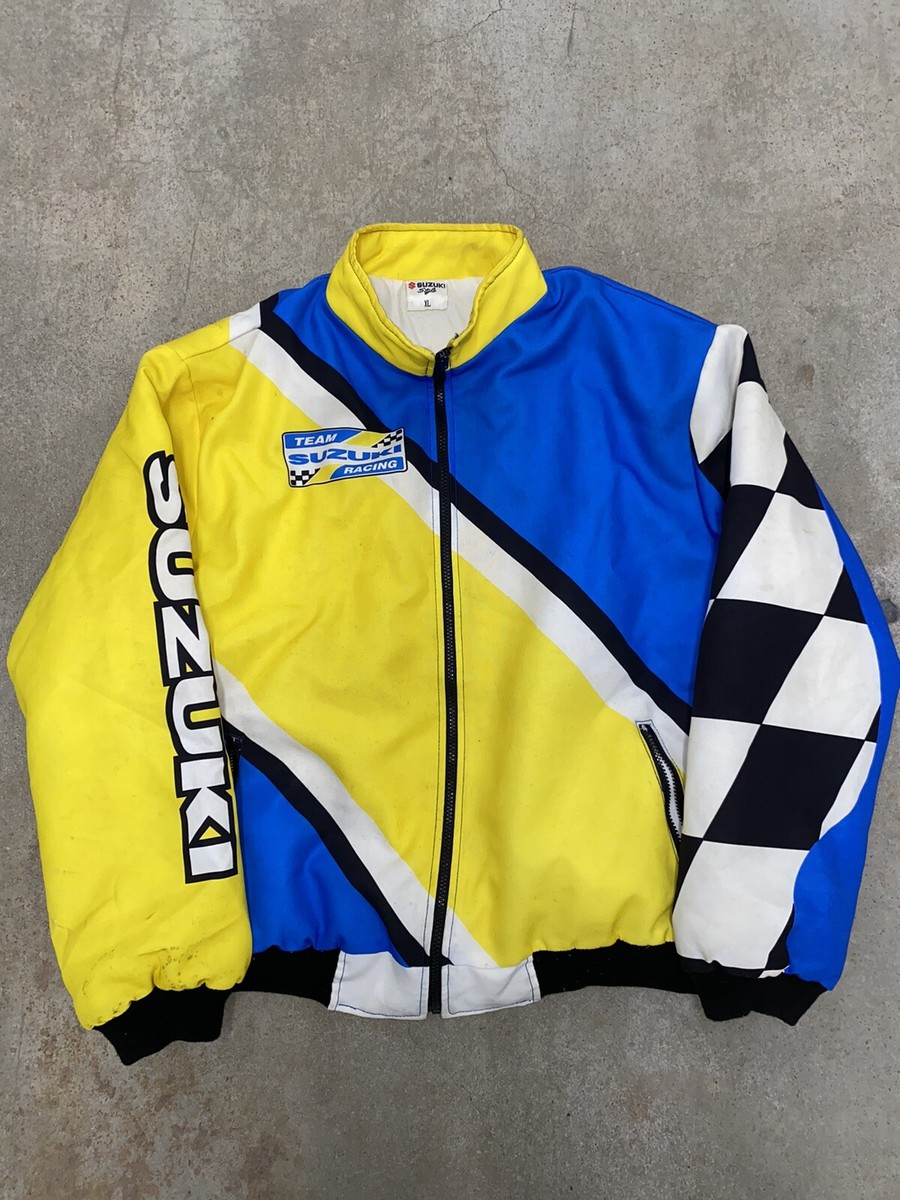 VTG Suzuki Team Racing Yellow Jacket Size XL Men's Race Checkered
