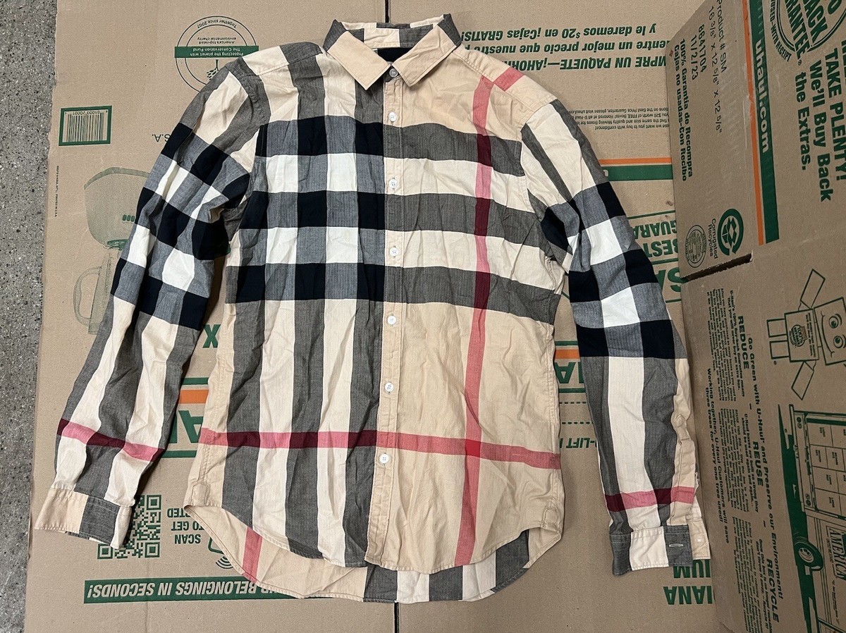 Burberry Brit Nova Check Button Down Long Sleeve Shirt Men's Size