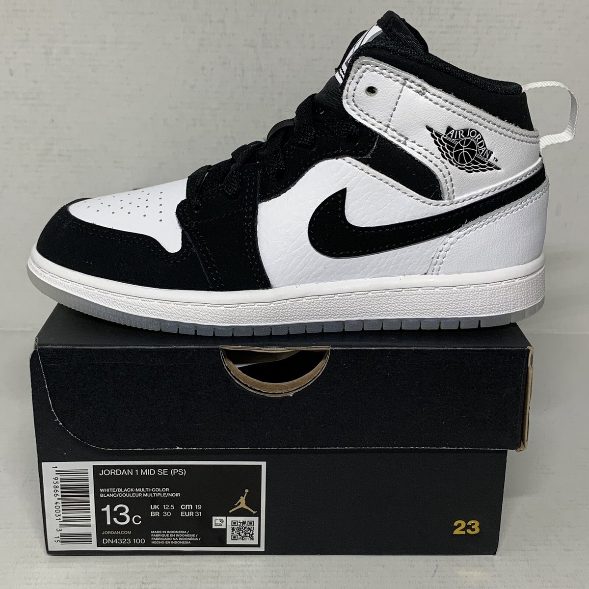 Jordan 1 Mid Diamond Shorts Pre School Size 13c New DN4323-100 Air