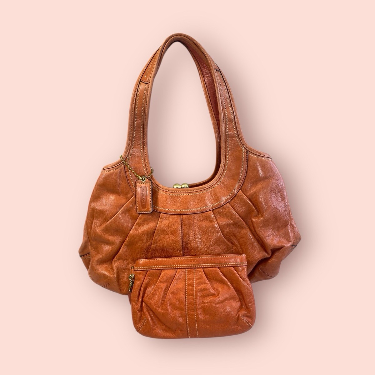 COACH Y2K Vintage Ergo Pleated Frame Kisslock Designer Satchel Bag