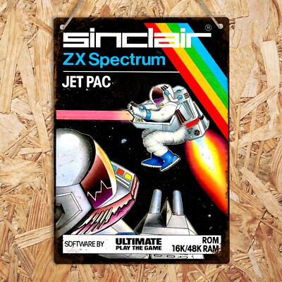 JET PAC ZX Spectrum Retro Metal Wall Tin Sign Sinclair Vintage