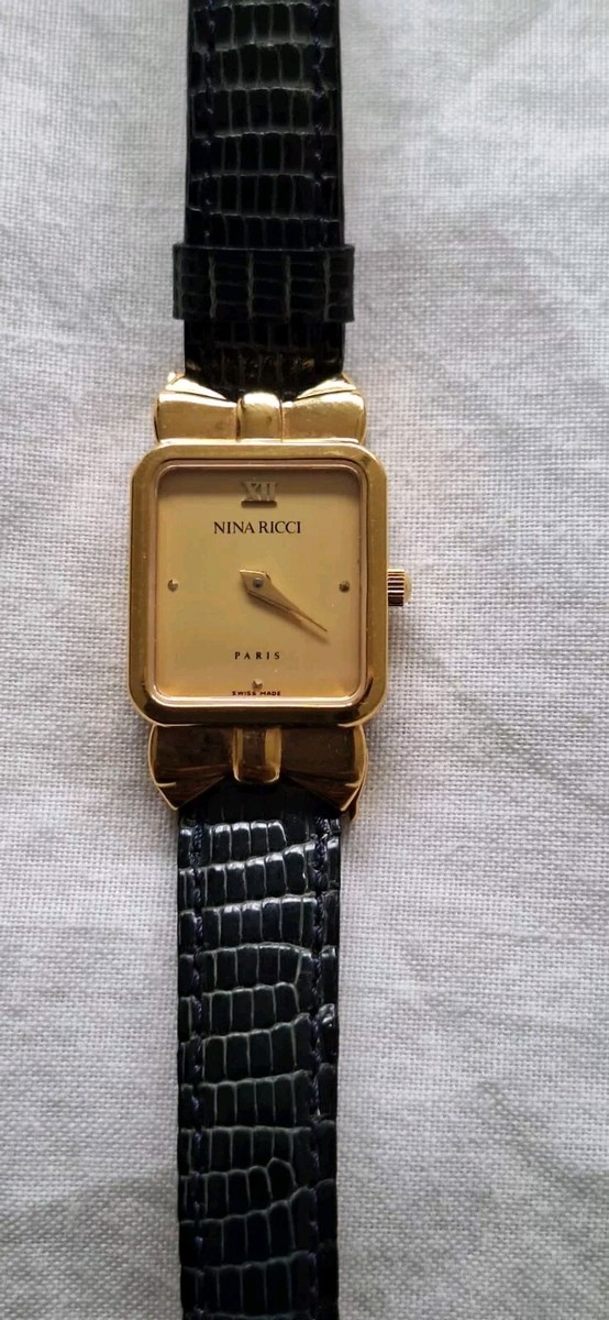 Ladies Nina Ricci's Rare Ribbon Quartz Vintage Leather Strap Watch