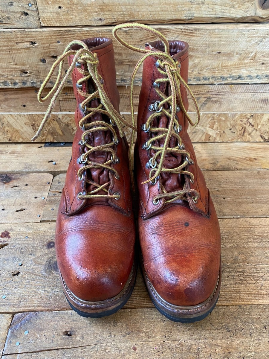 Vintage Redwing irish setter Woolrich brown leather boots, vibram