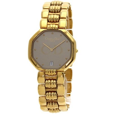 CHRISTIAN DIOR Octagon Watches 25.154 Gold Plated/Gold Plated mens
