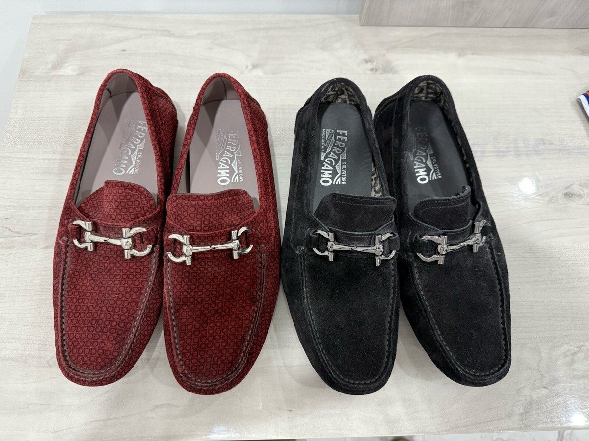 SALVATORE FERRAGAMO SHOES SET PARIGI DRIVING LOAFERS GANCINI LOGO