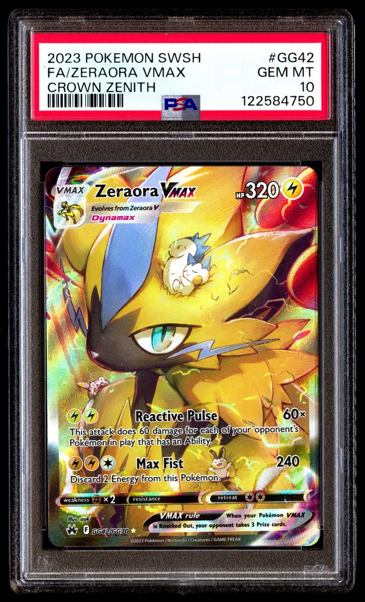 PSA 10 Zeraora Vmax GG42 Pokemon Sword And Shield Crown Zenith