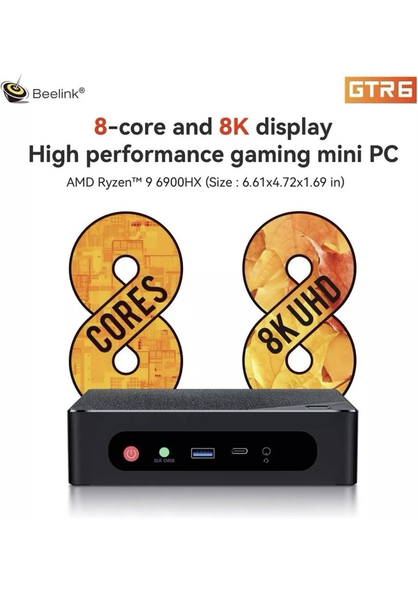 NEW Beelink GTR6 AMD Ryzen 9 6900HX (8C/16T) Mini PC Desktop 32GB