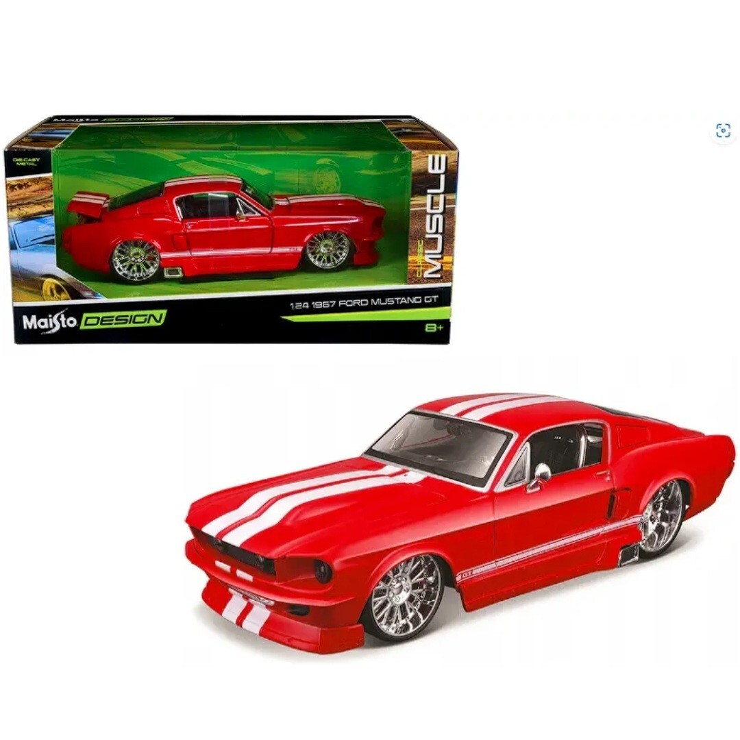 Ford Mustang GT 1967 Classic Muscle Maisto Design 1/24 Red Diecast