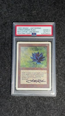 Unlimited Black Lotus mtg - Signed by Christopher Rush PSA GRADE 2