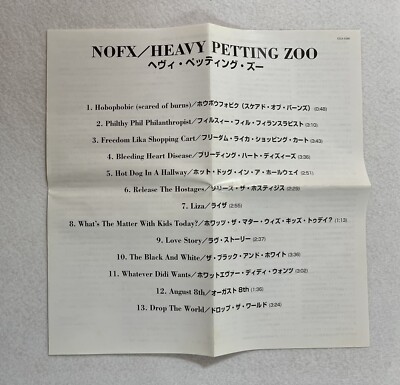 NOFX HEAVY PETTING ZOO 1996 CD OBI Japan Edition With lyrics in