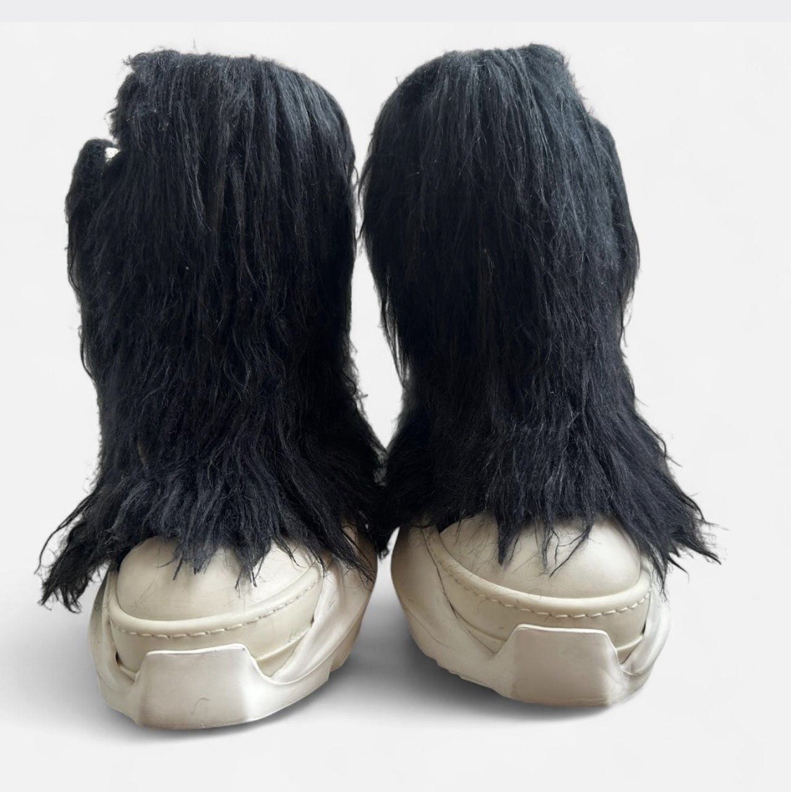 Size 8 - Rick Owens Black Fur Platform Boots – Rare Designer Piece