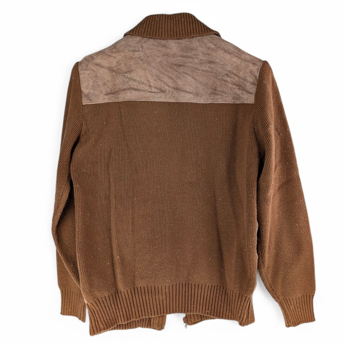 Vintage 70s SEARS Sportswear Mens Suede Leather Knit Sweater