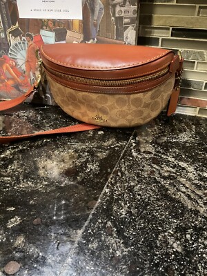 Coach Signature Fanny 39937 Tan Rust/Gold Belt Leather Pack Bag | eBay