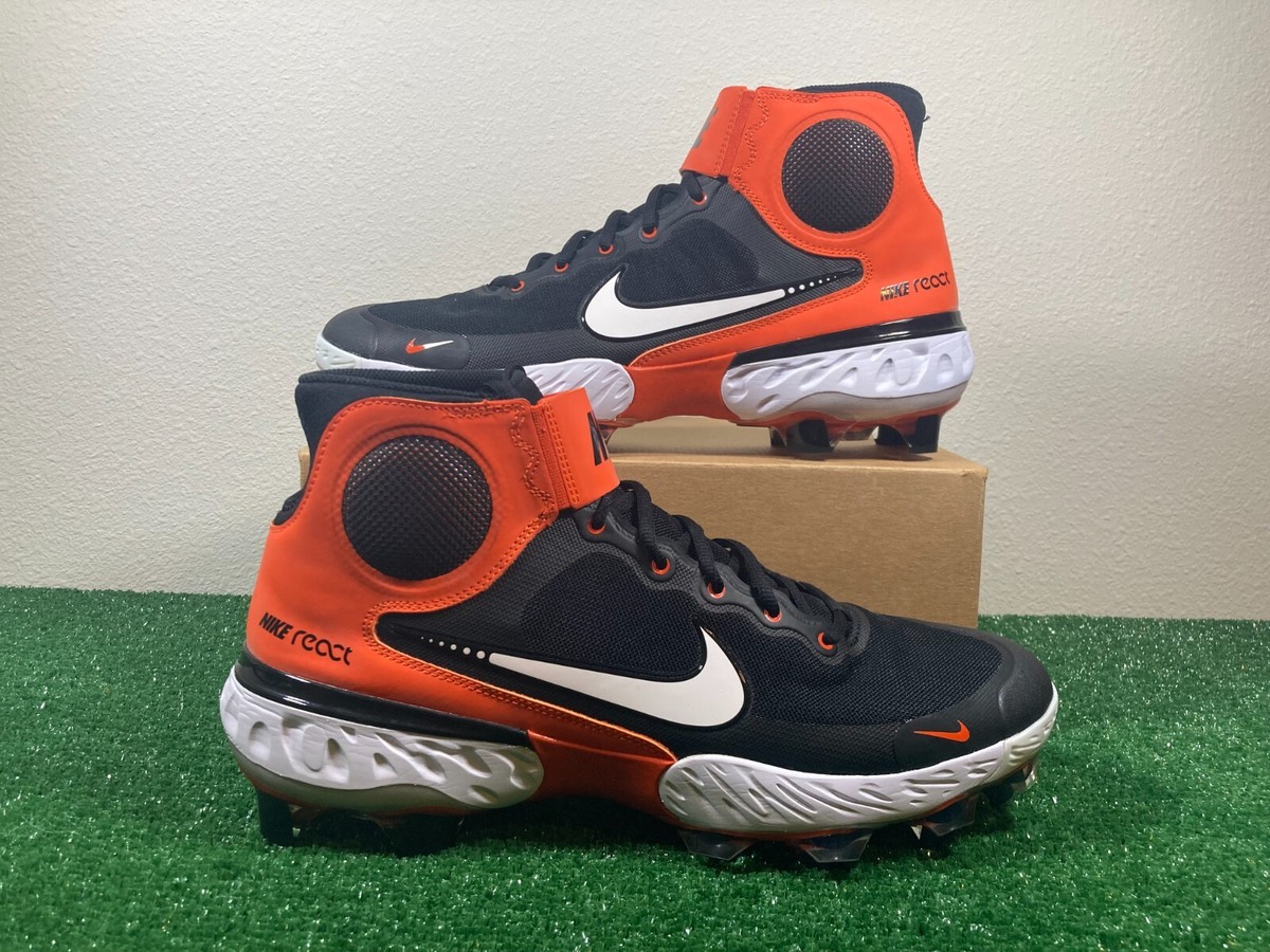 13 Men- Nike Alpha Huarache Elite 3 Mid MCS Black Orange Baseball