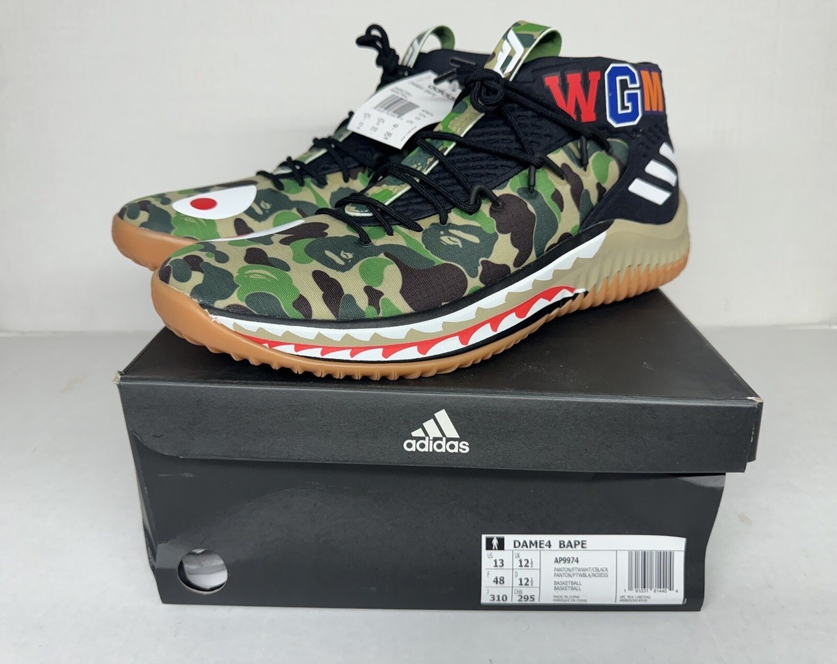 Adidas Dame 4 Bape ' A Bathing Ape Green Camo ' - Size 13 - AP9974