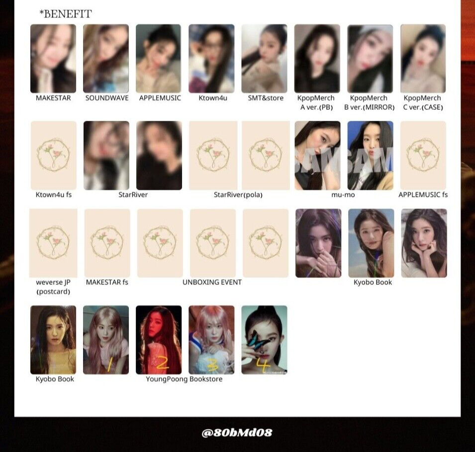 RED VELVET IRENE ALBUM LIKE A FLOWER POB PRE-ORDER BENEFITS