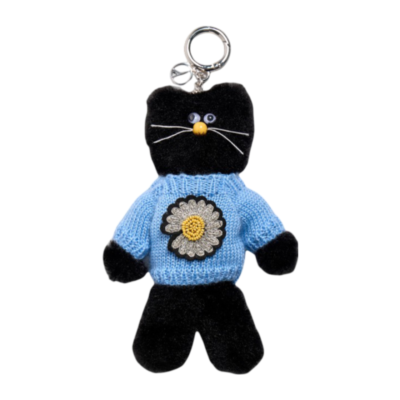 Monamhee x Peaceminusone Daihee Plush Keyring Black Cat with Daisy