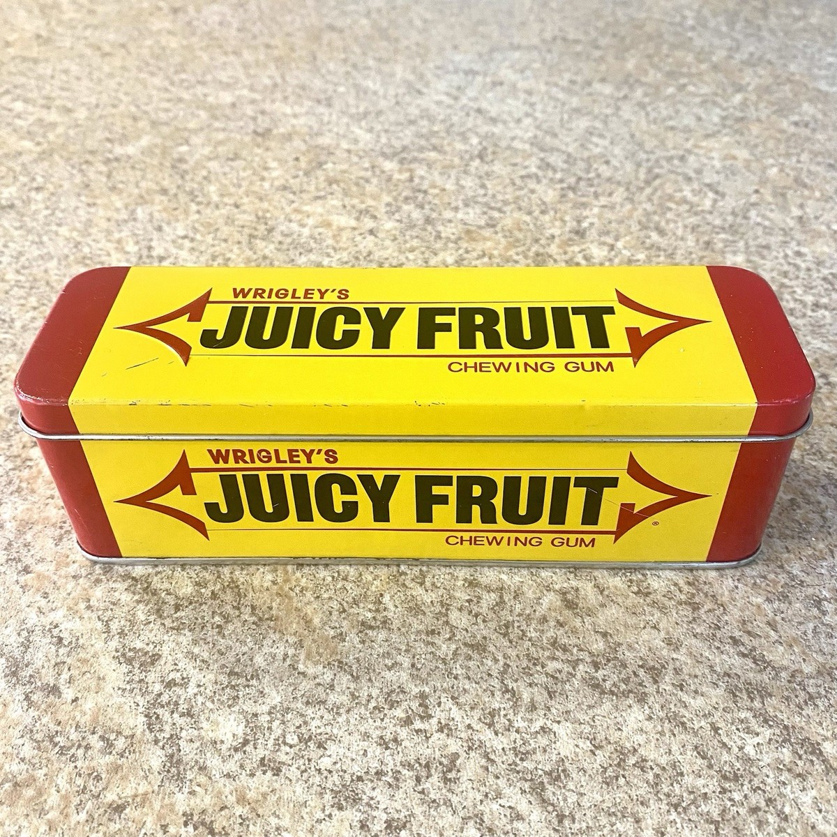 Vintage Wrigley's Juicy Fruit Chewing Gum Metal Hinged Tin Can