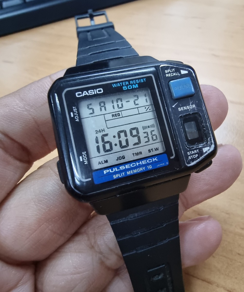 rare CASIO JP-100W PULSE CHECK VINTAGE DIGITAL WATCH JAPAN