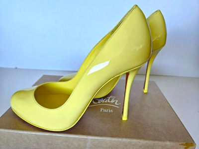 Christian Louboutin Dolly Patent Red Sole Pumps Yellow Eur 38/US 8