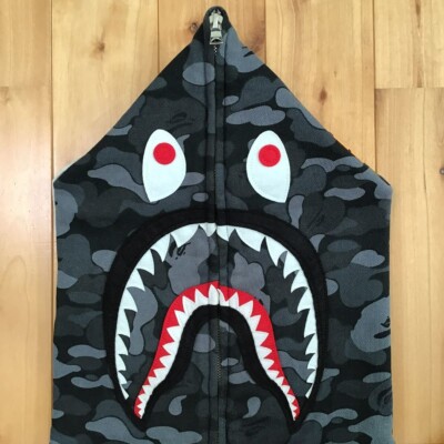 BAPE 2008 Aoyama city camo Shark full zip Hoodie A Bathing Ape