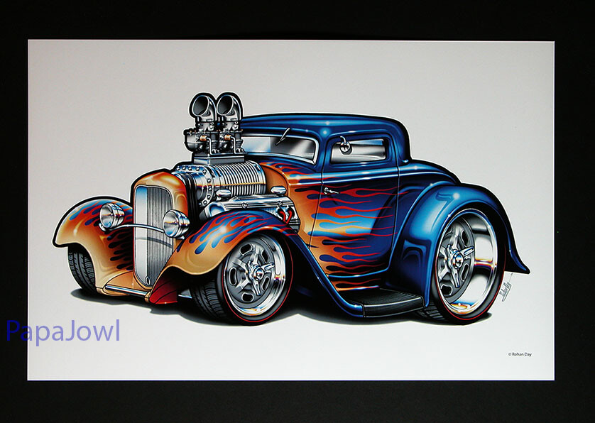 Lot Of 11 Hot Rods Frameable Art Muscle Machines Print Poster 11