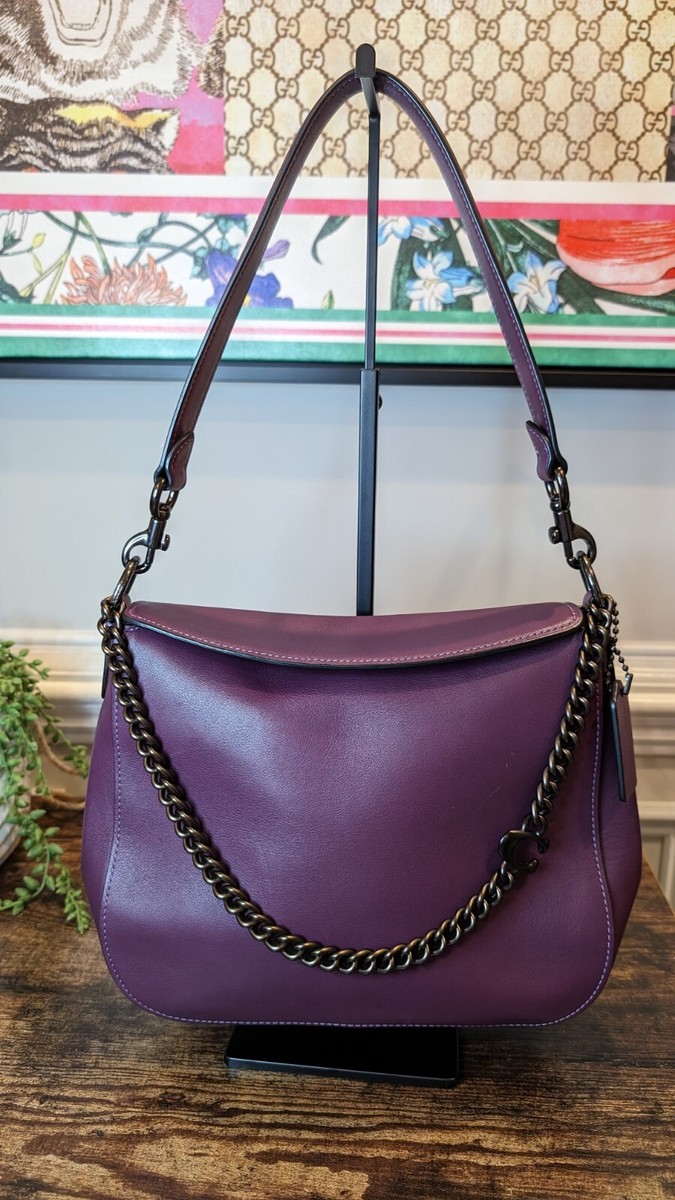 Coach Purple Signature Chain Hobo Shoulder Bag, Excellent