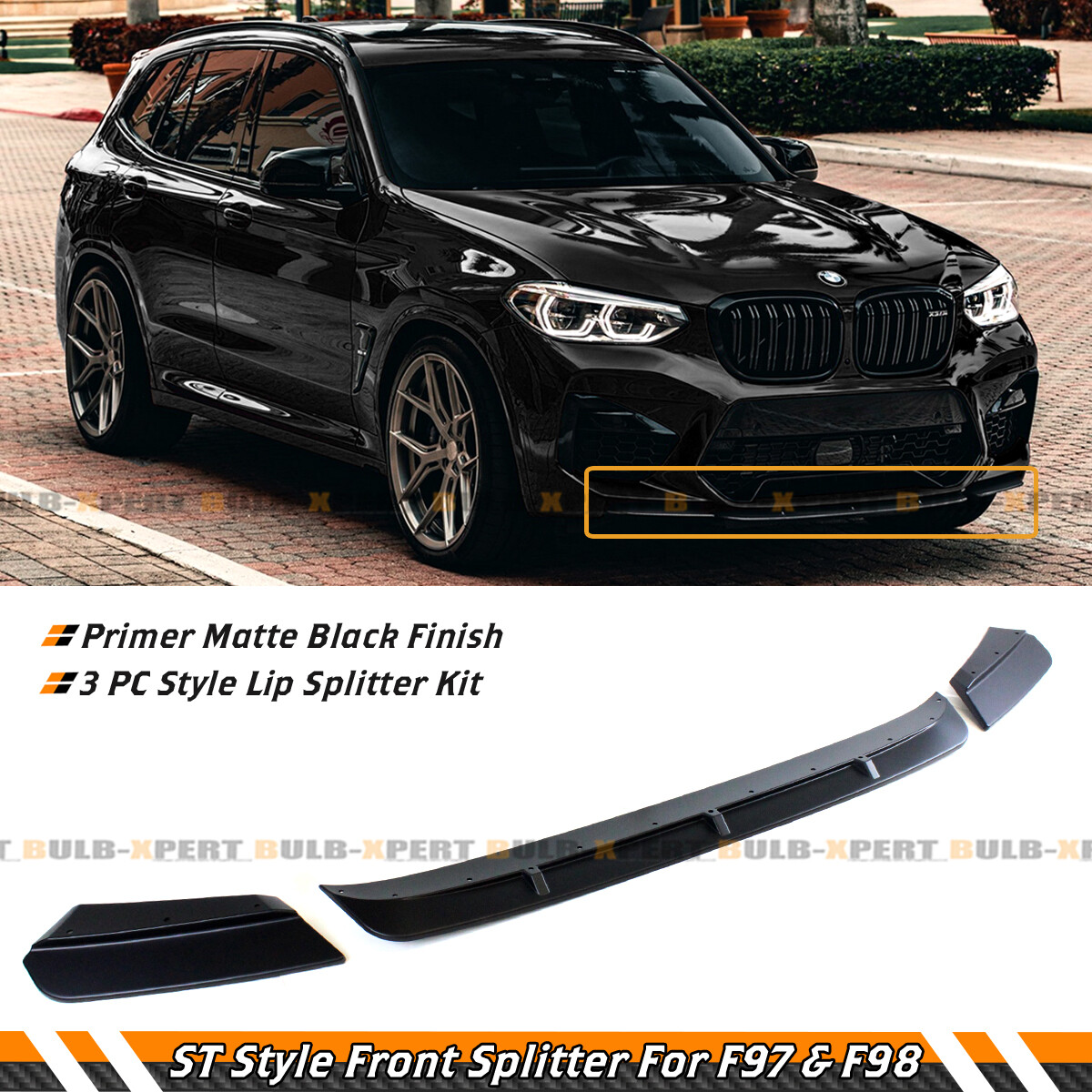 For 19-21 BMW X3M X4M Competition F97 F98 Matte Black Front Bumper