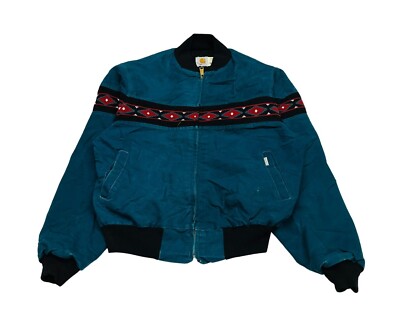 RARE Vintage 90's Carhartt Teal Aztec Southwest Print Jacket