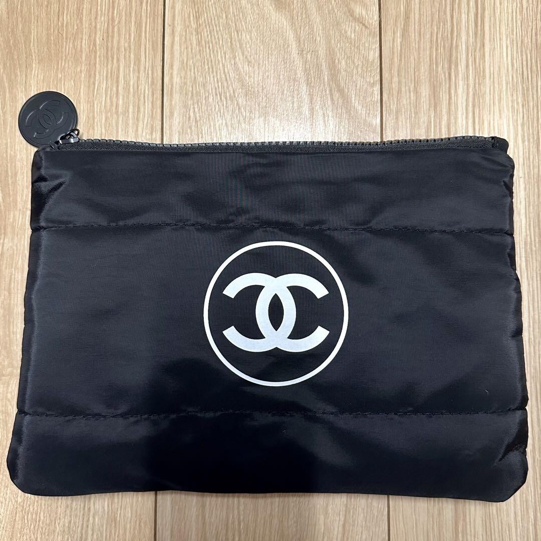 Chanel Beaute Black Mini Pouch Makeup Cosmetic Bag Novelty from