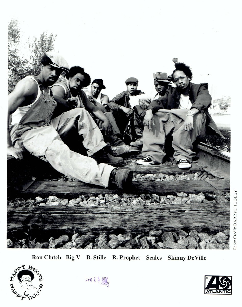 2002 Vintage Photo hip hop rap group Nappy Roots poses for studio