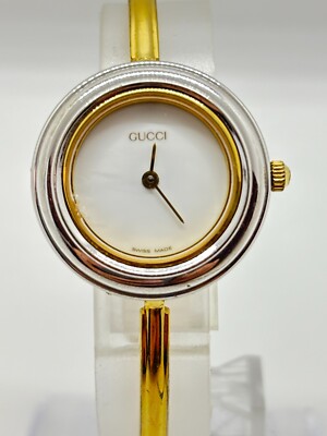 Exc+5] GUCCI 11/12 Change Bezel Watch White Silver Dial metal Used