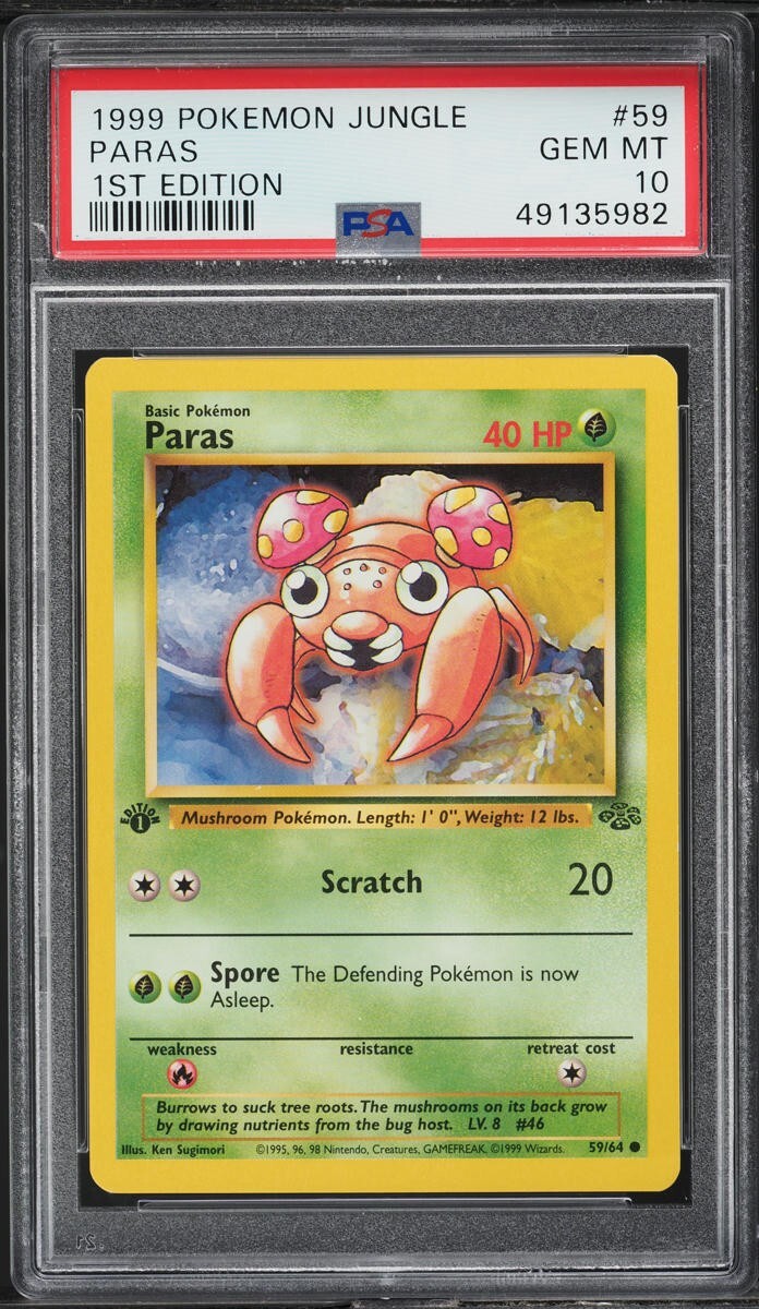 1999 Pokemon Card Jungle Set 1st Edition Paras #59 PSA 10 MINT