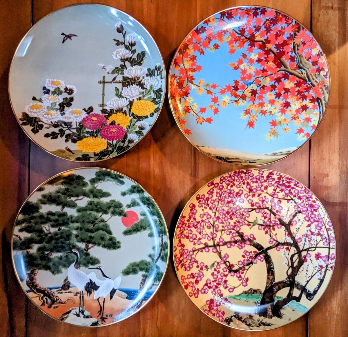 花柄 プレート 2枚セット27cm【新品未使用】 4 Franklin Mint Plates