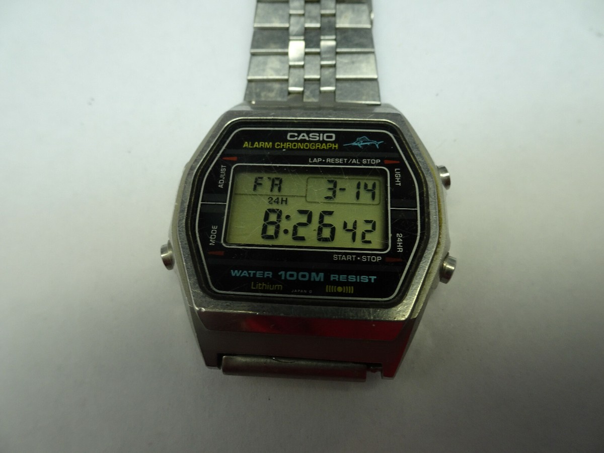 CASIO W750 MARLIN LCD JAPAN ALARM CHRONOGRAPH TIMER VINTAGE 1986