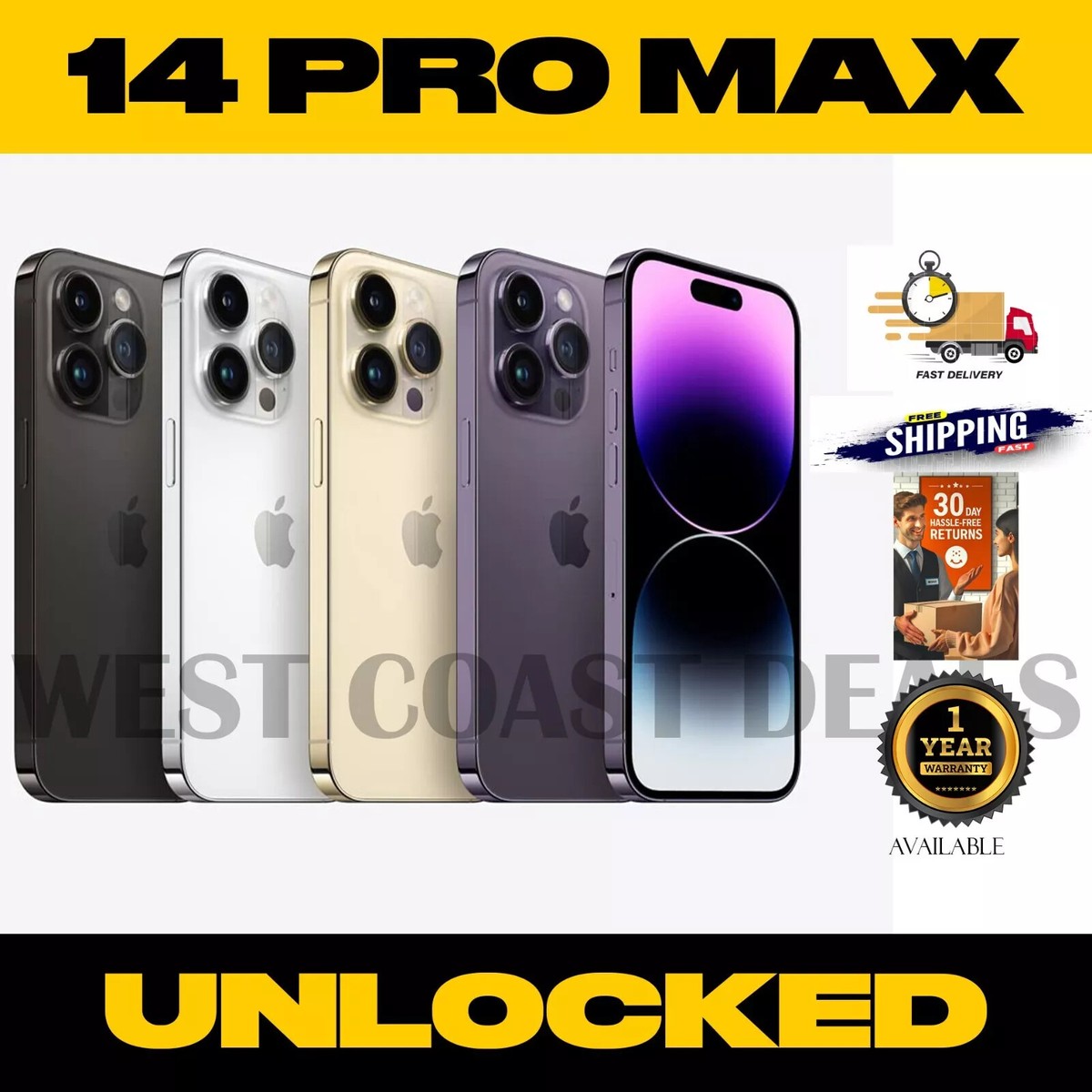 Apple iPhone 14 Pro Max - 128 GB - Gold (Unlocked) for sale online