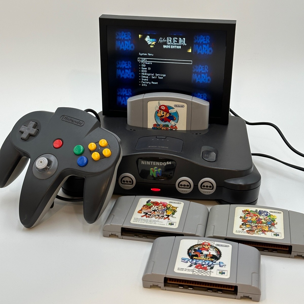 Nintendo 64 N64 Console w/ Pixel FX Retro Gem HDMI Mod and 4 Games