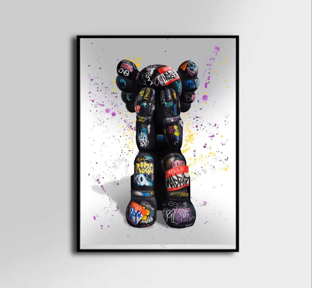 KAWS Graffiti Shy Sad Lonely See No Evil Canvas Poster Wall Art