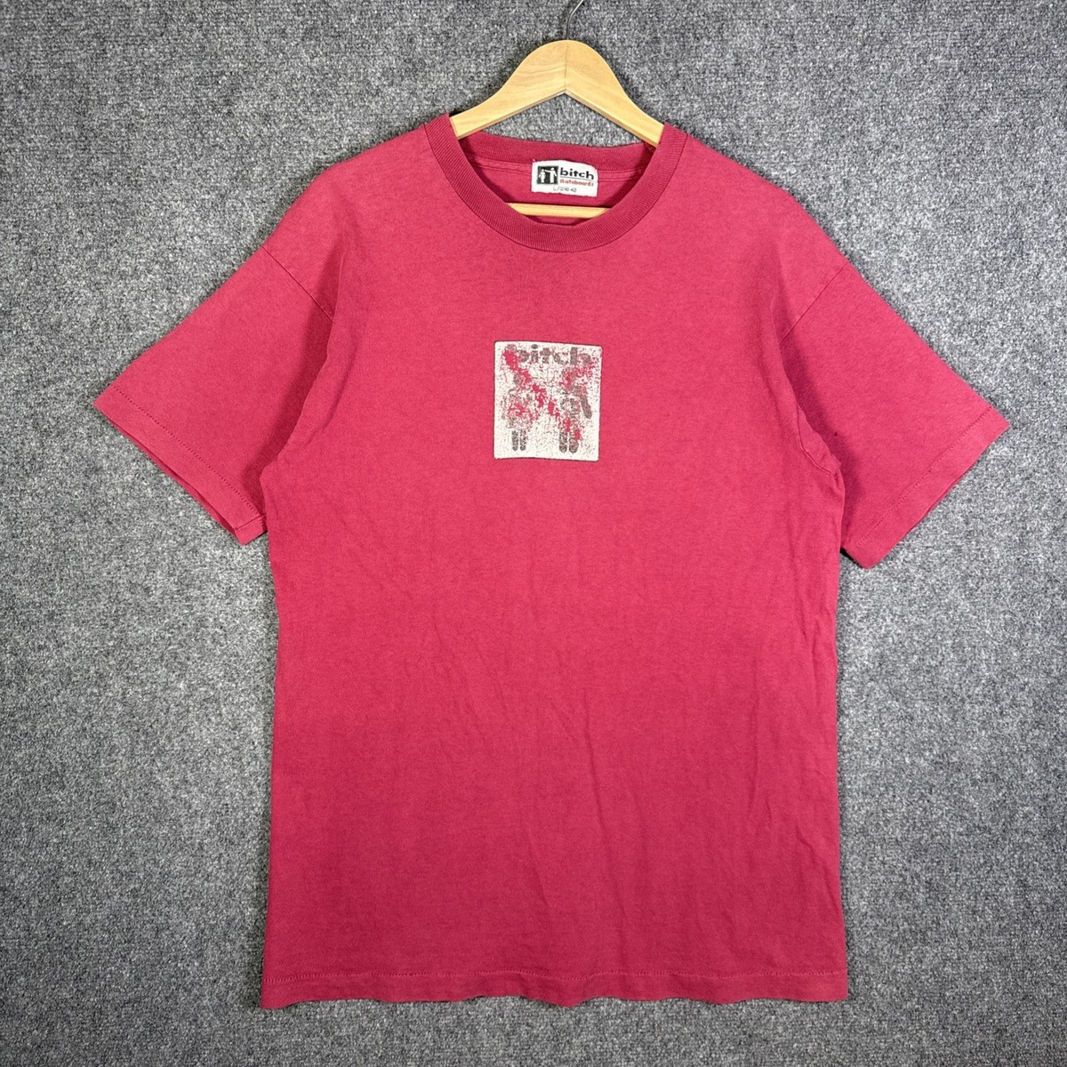 Vintage Bitch Skateboards Shirt Mens Large Red 90s USA Skate Girl