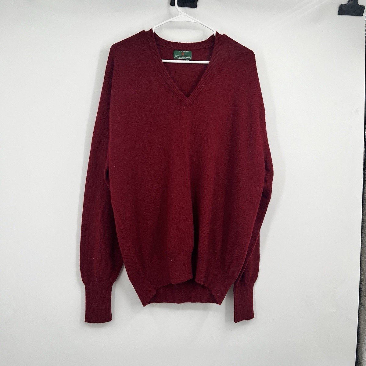Mens The Scotch House 100% Cashmere Red VNeck Sweater 48 | eBay