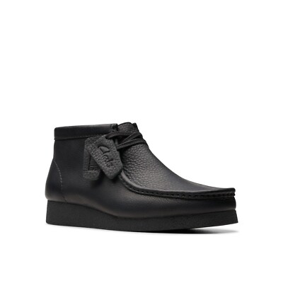 New Men Clarks Wallabee Evo Black Leather Rubber Bottom