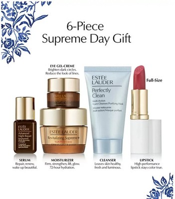 Estee Lauder 6 Pc Gift Set Revitalizing Supreme Creme, Serum, Eye