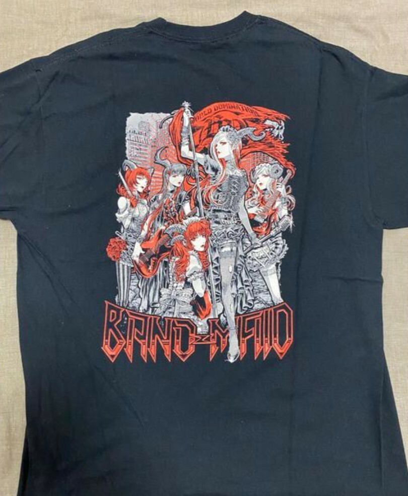 BAND-MAID bandmaid Fan club only T-shirt Size XL Pink Black